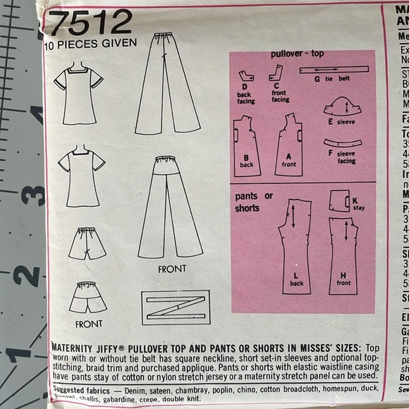 Vintage Simplicity Maternity sewing pattern, size 14, Bust 31-38, copyright 1976 - Picture 3 of 5